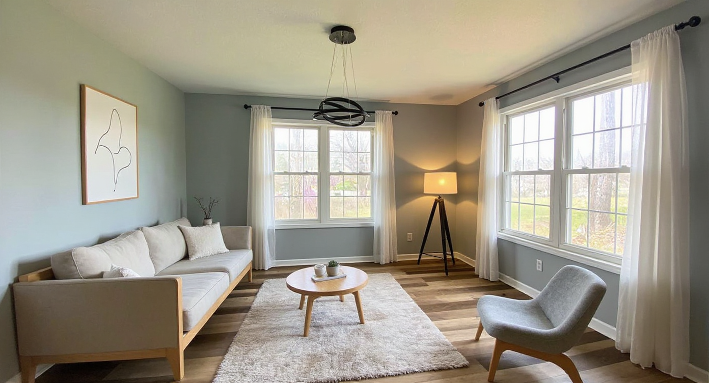 Living room after staging